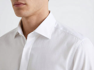 White Double Cuff Cotton Shirt Satin  - Fashion  from Albione - Just 289 zł! Shop Now at Albione
