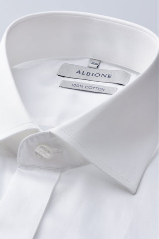White Double Cuff Cotton Shirt Satin  - Fashion  from Albione - Just 289 zł! Shop Now at Albione