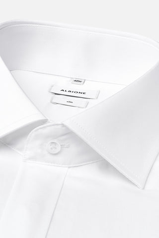 White Double Cuff Cotton Shirt Satin