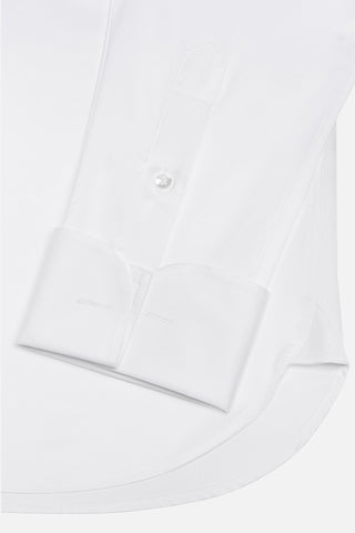 White Double Cuff Cotton Shirt Satin